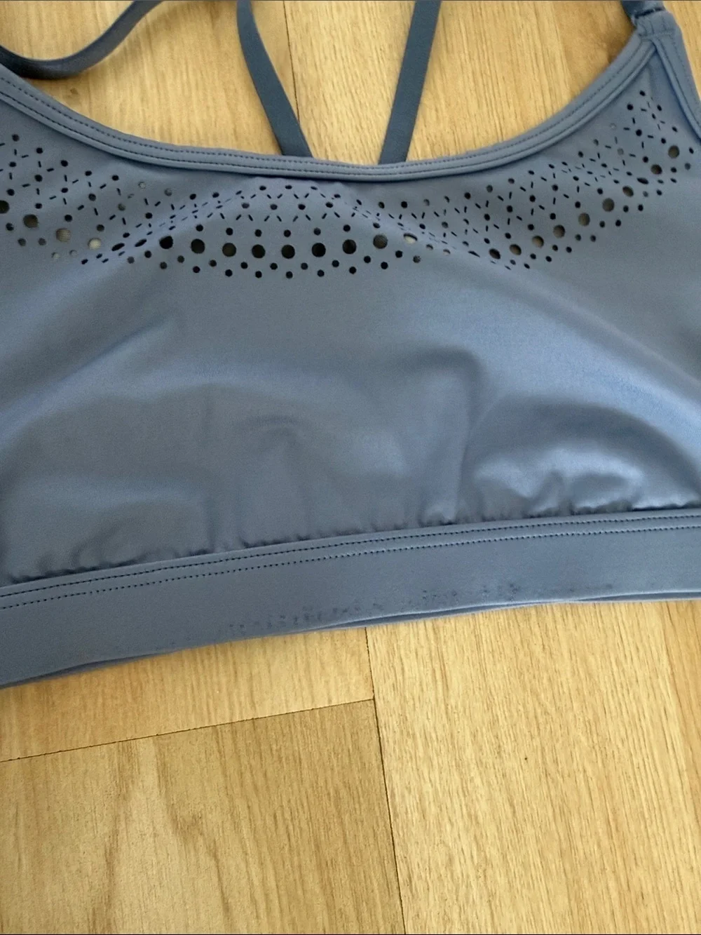 Women’s Laser-Cut Strappy Bralette - Gray & Blue